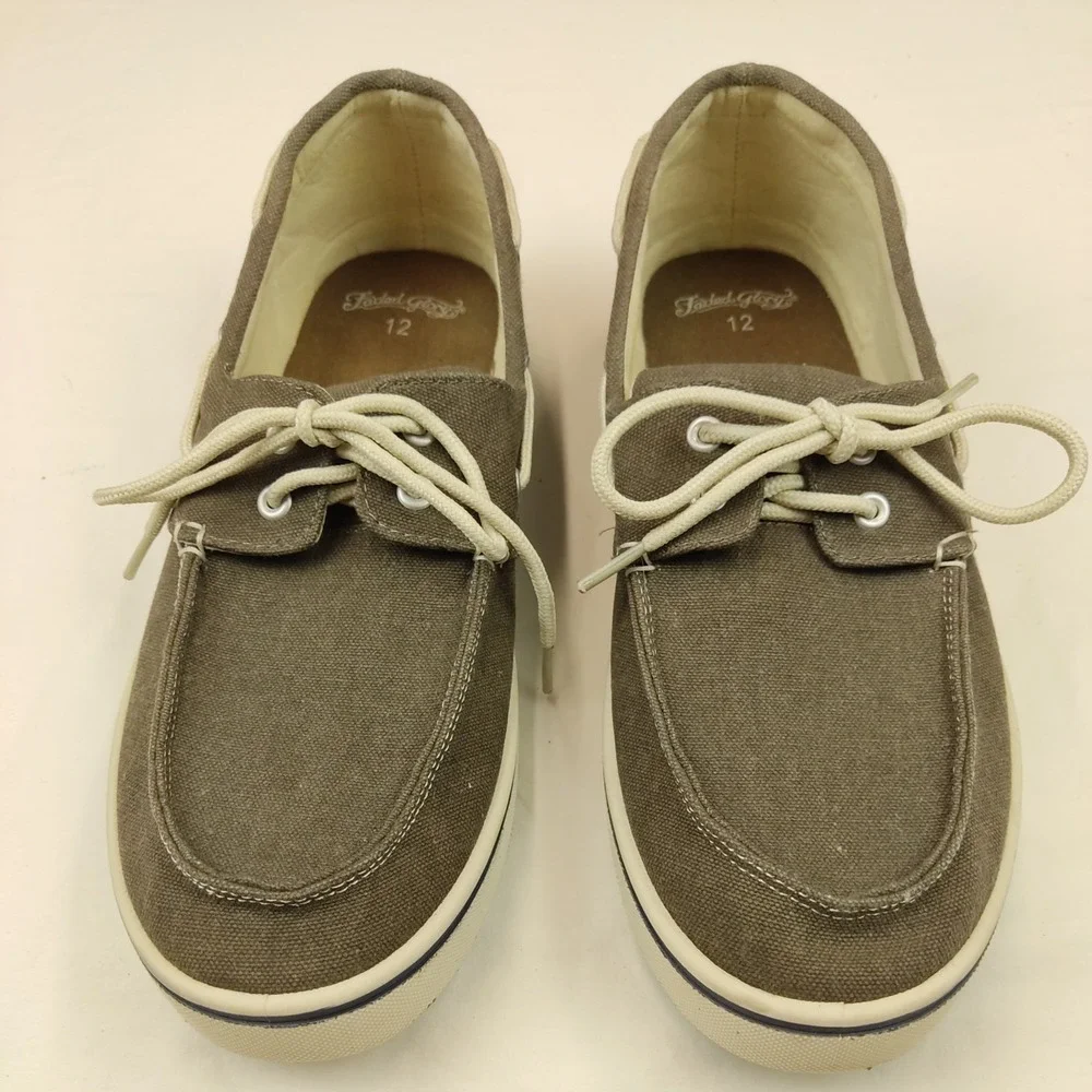 FADED GLORY Men's CANVAS Khaki boat shoes size 12